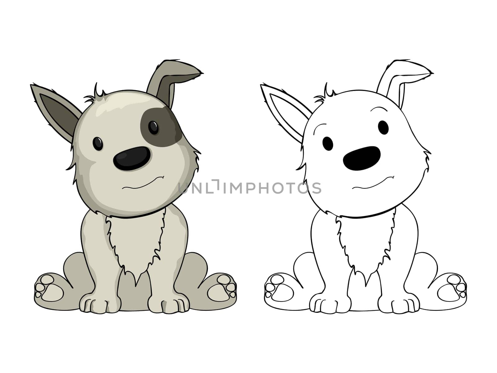 Cartoon puppy drawing on white background