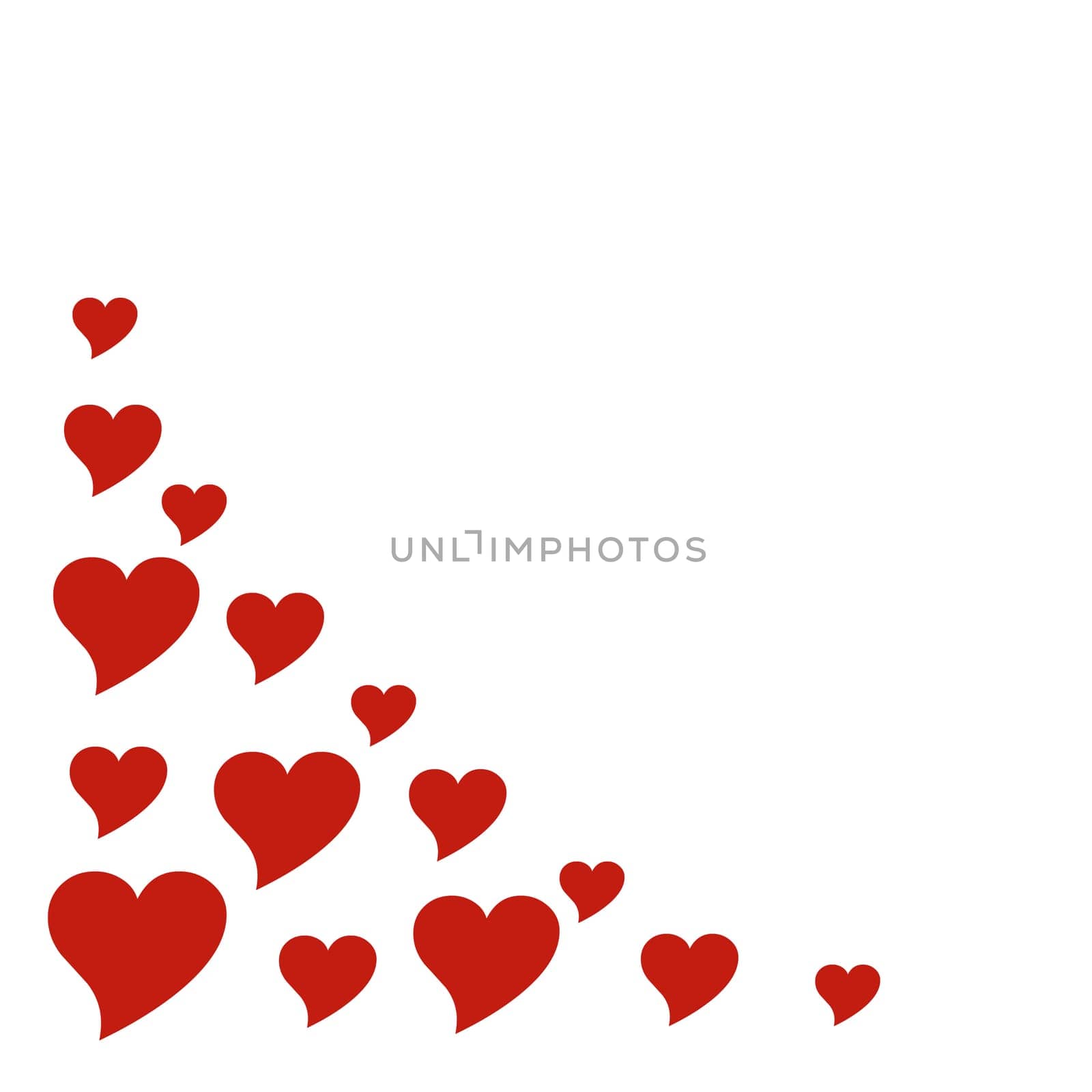 hearts - left corner frame design, many sizes