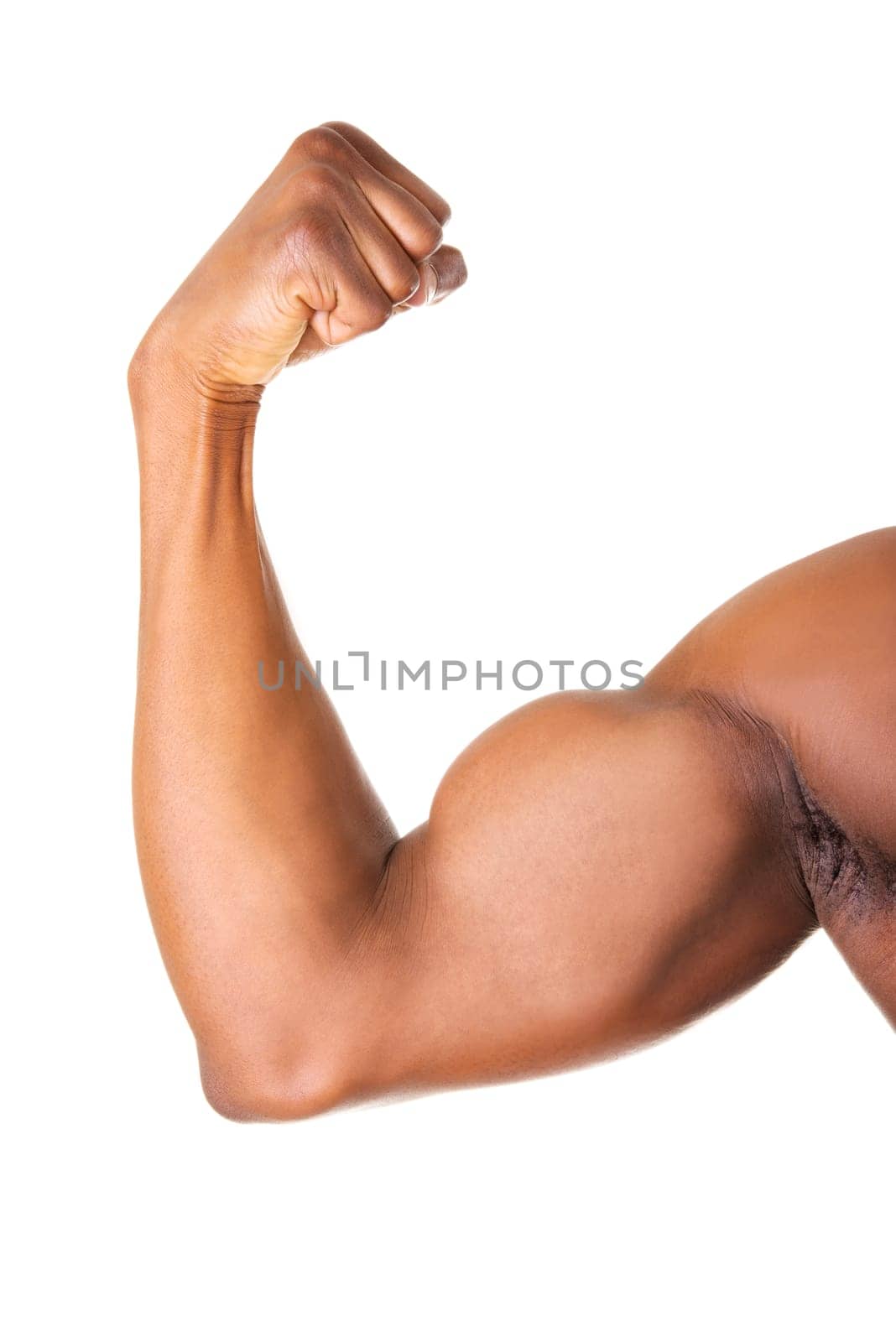 Muscular hand close up, isolated on white