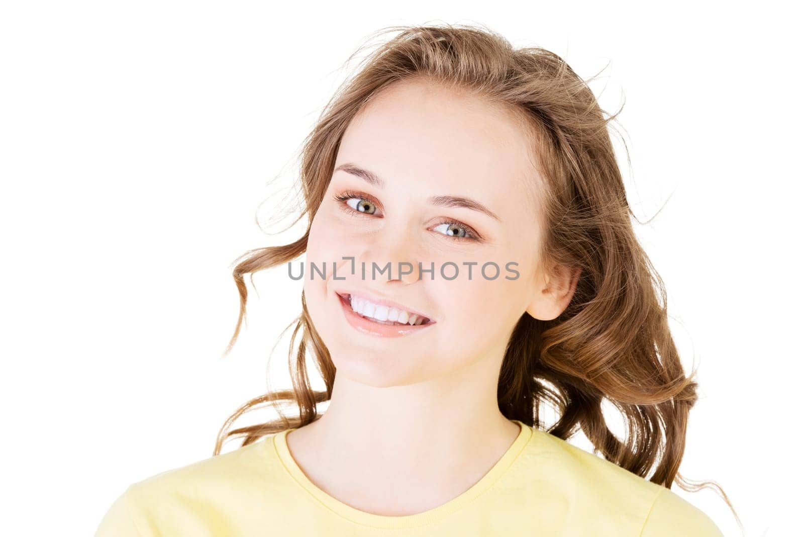 Teen girl portrait,  isoalated on white background