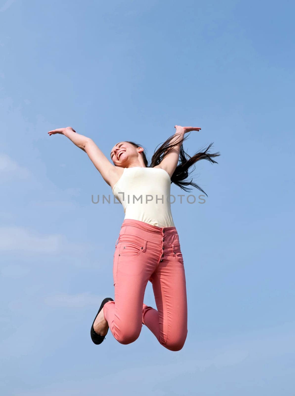 Woman makes leap of joy
