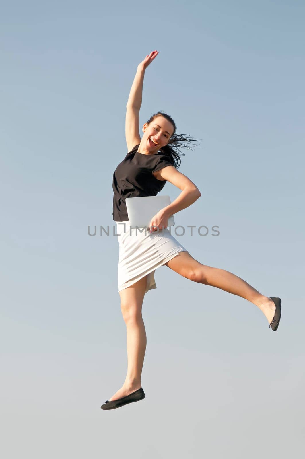 Leap of joy with tablet pc