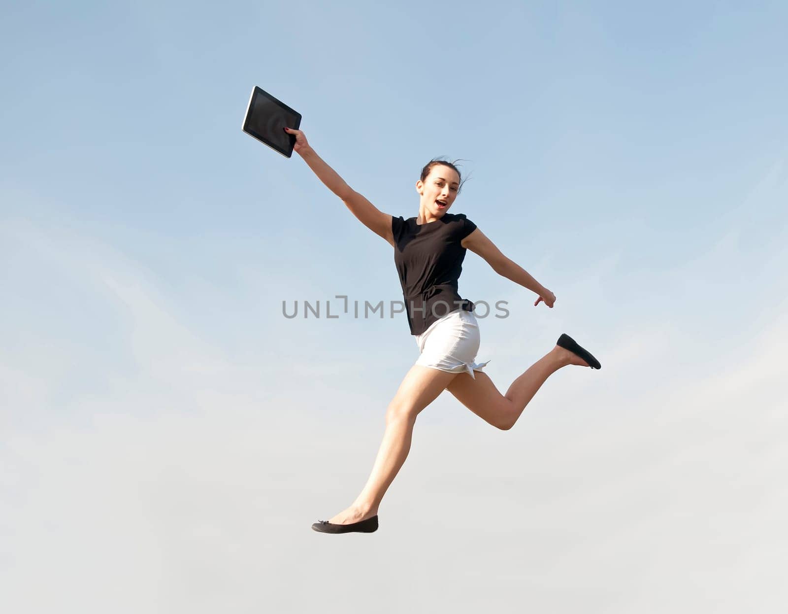 Leap of joy with tablet pc