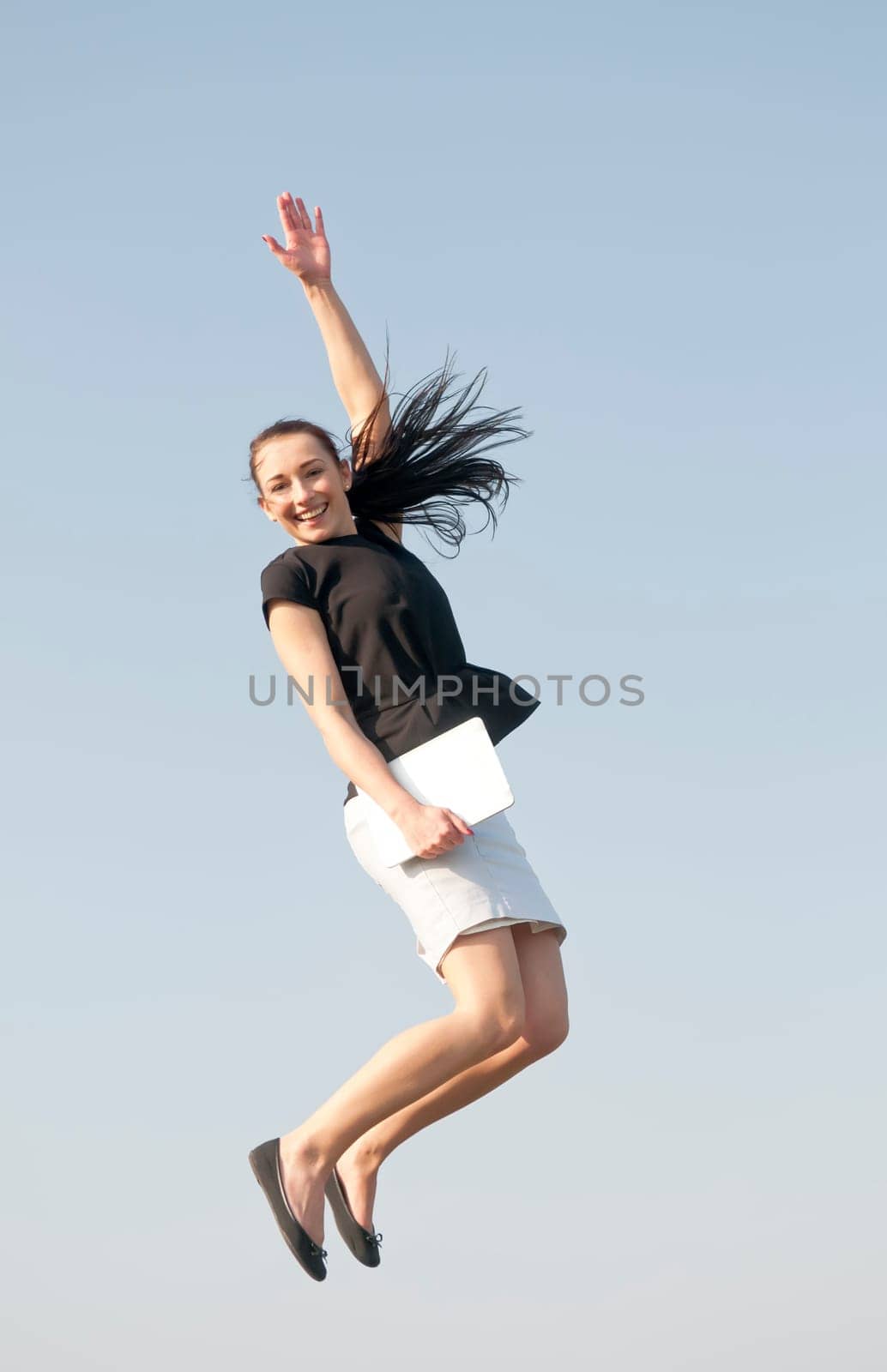 Leap of joy with tablet pc