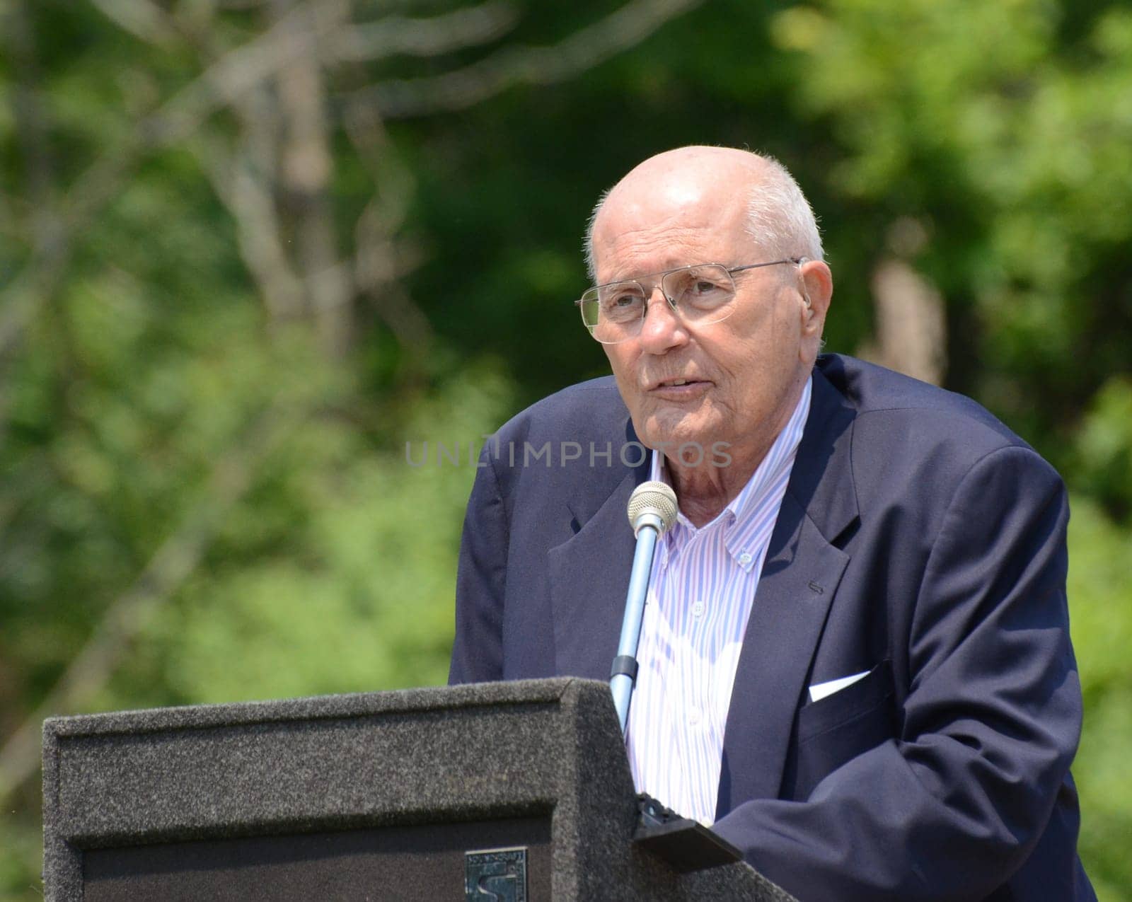 ANN ARBOR, MI - MAY 27: Congressman John Dingell of Michigan speaks at the annual Memorial Day observance on May 27, 2012 at Arborcrest Memorial Park in Ann Arbor, MI