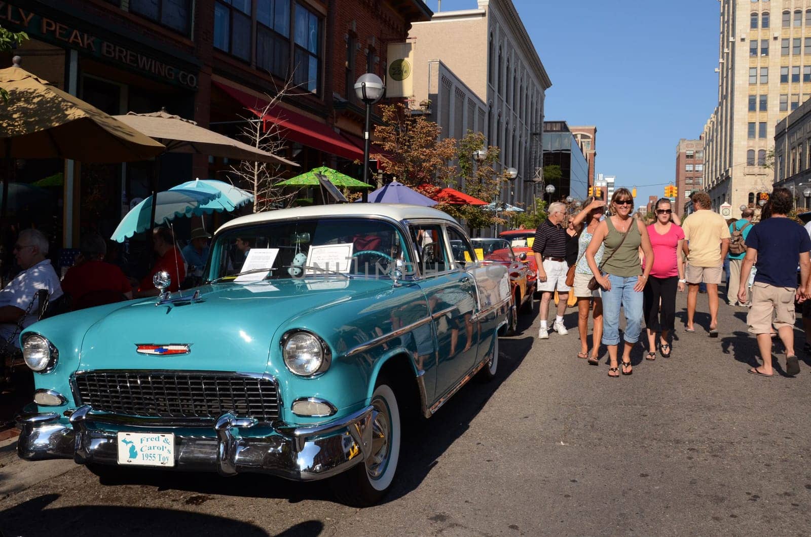 ANN ARBOR, MI - JULY 13: 1955 Chevy Bel-Air at the Rolling Sculpture car show July 13, 2012 in Ann Arbor, MI.