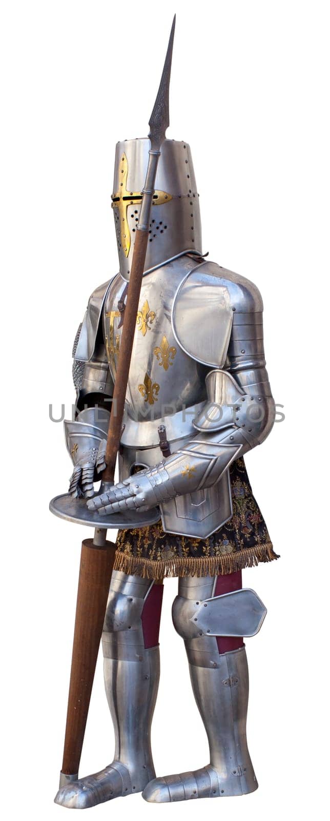 Photo of an ancient Knights armour isolated on white background