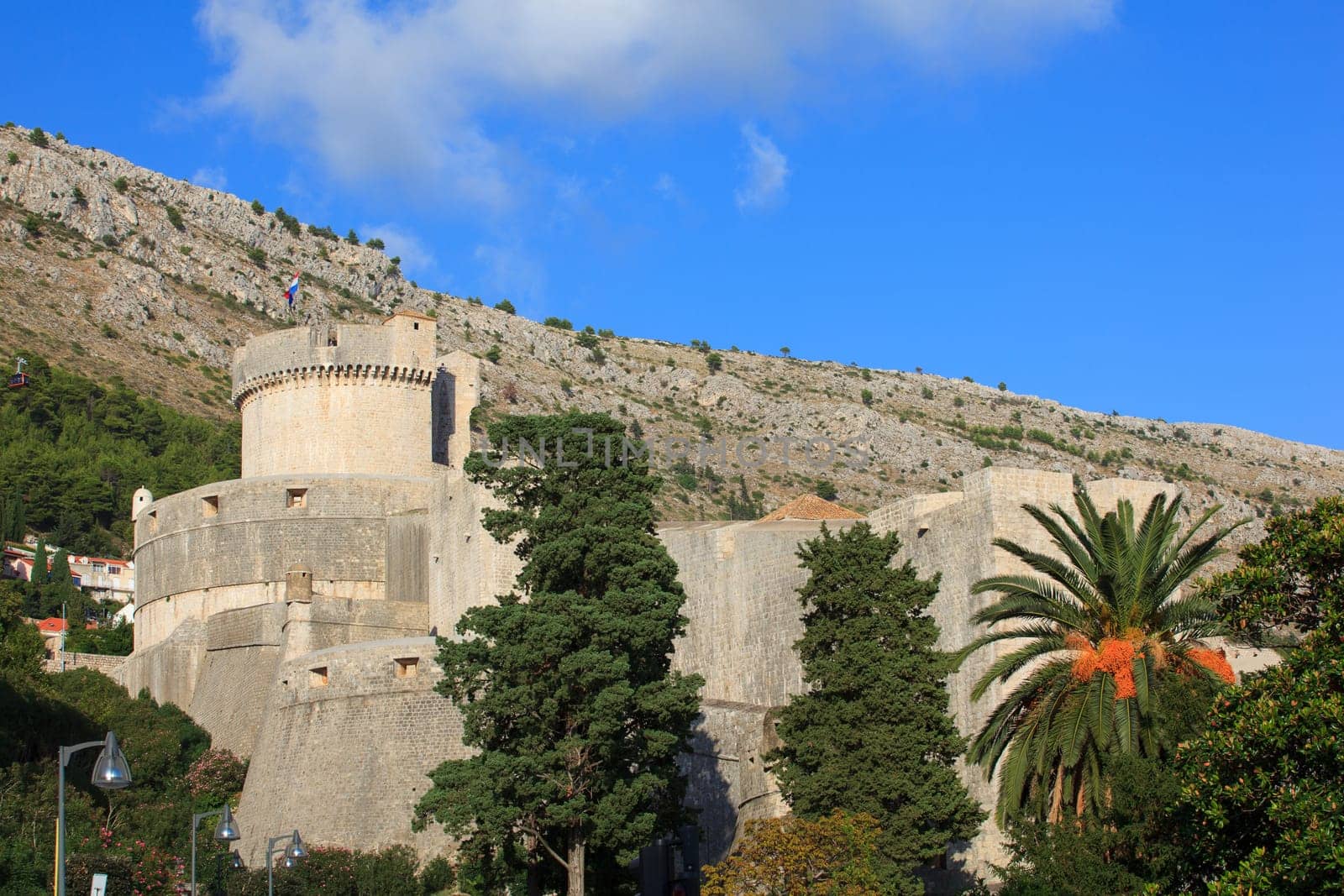 Walls of Dubrovnik with sight on Minčeta Tower, Croatia