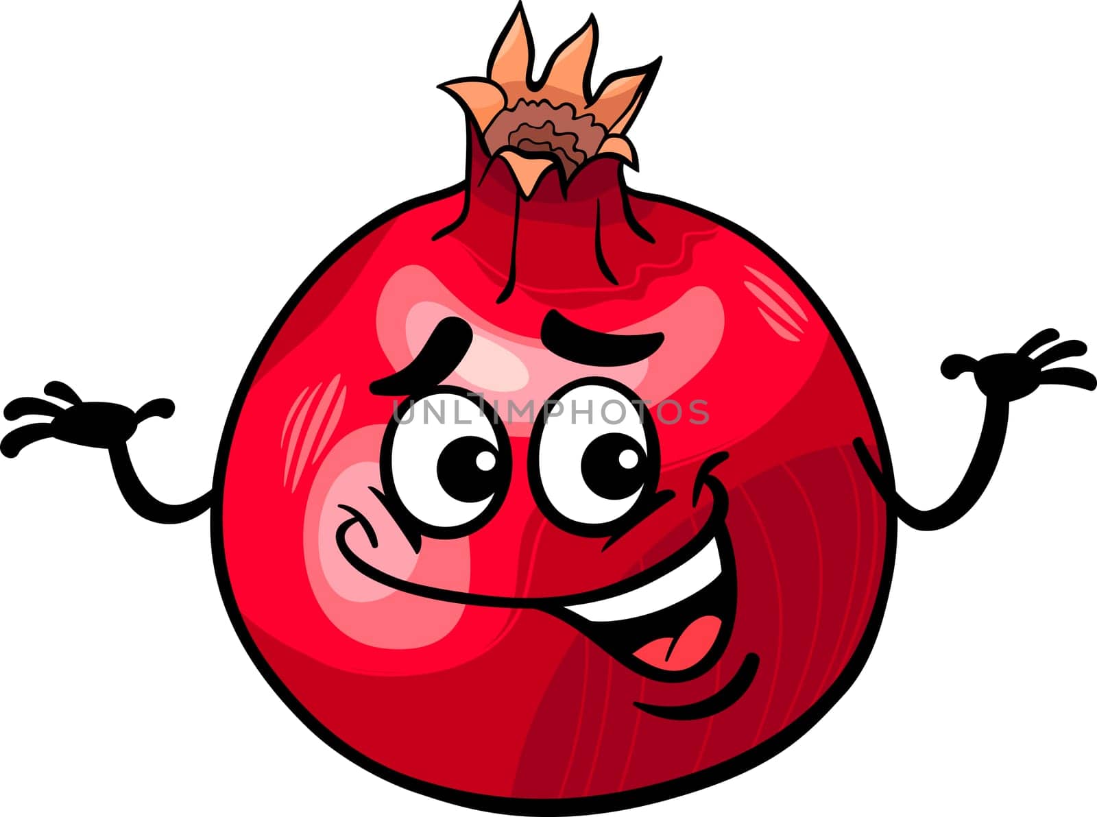 Cartoon Illustration of Funny Pomegranate Fruit Food Comic Character