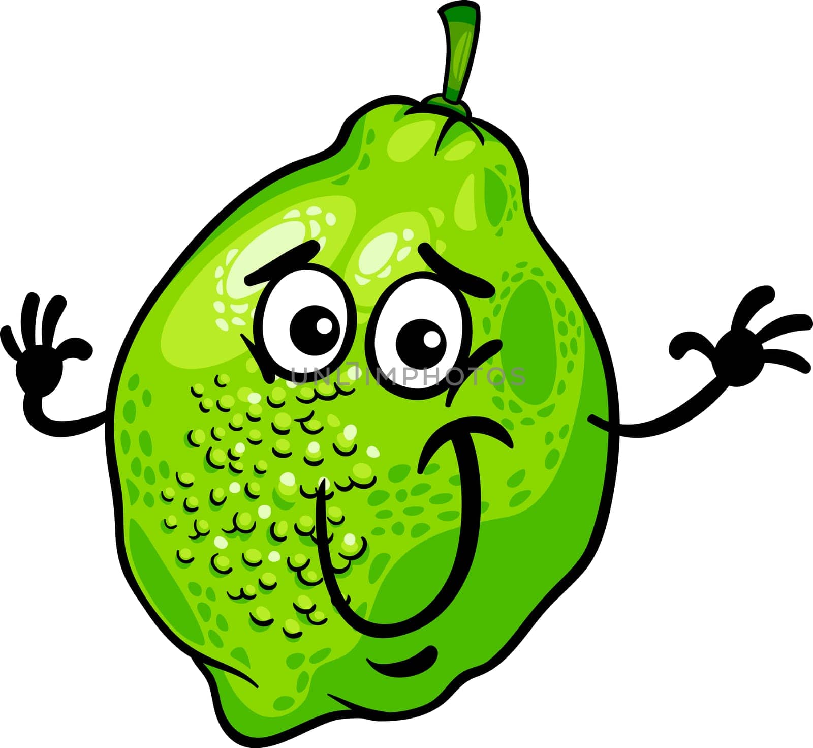 Cartoon Illustration of Funny Lime Citrus Fruit Food Comic Character