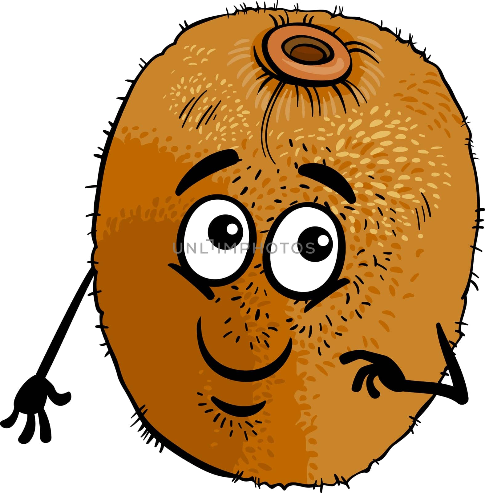 Cartoon Illustration of Funny Kiwi Fruit Food Comic Character