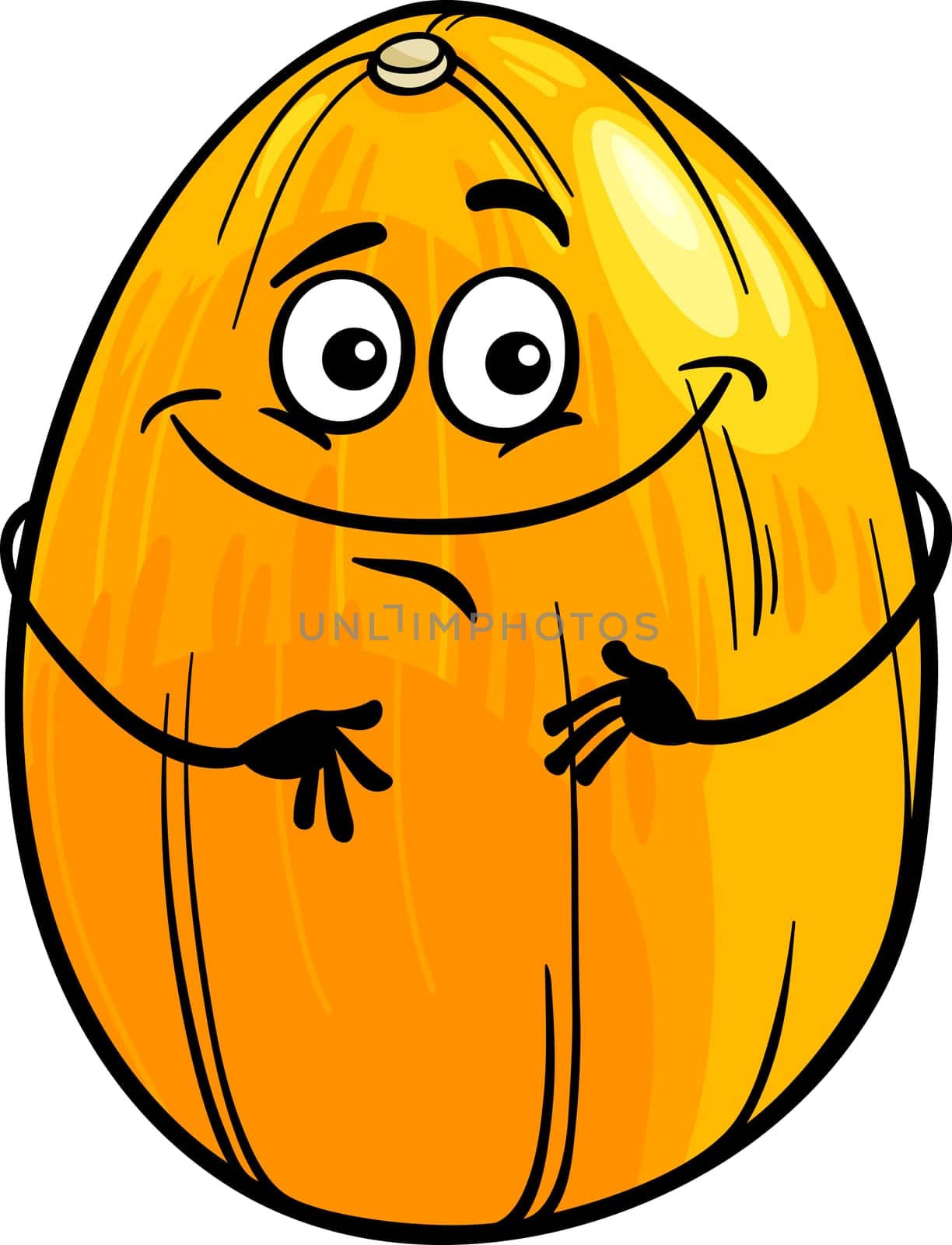 Cartoon Illustration of Funny Melon Fruit Food Comic Character