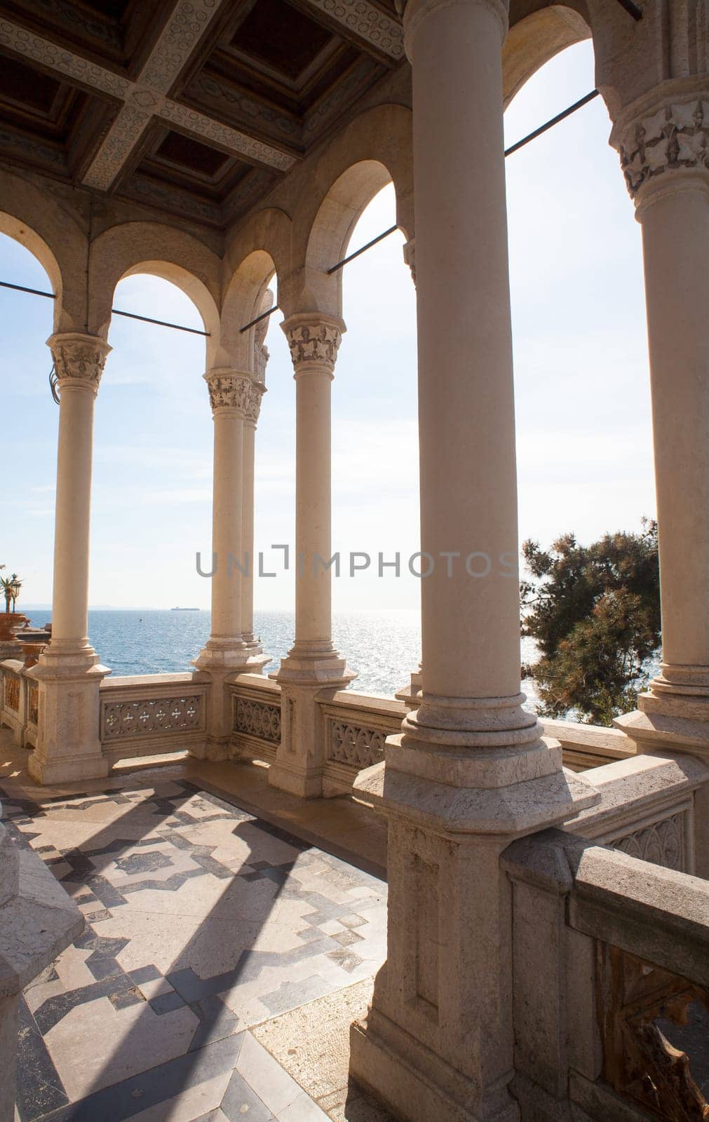 Columns of the patio, Miramare castle, Trieste - Italy