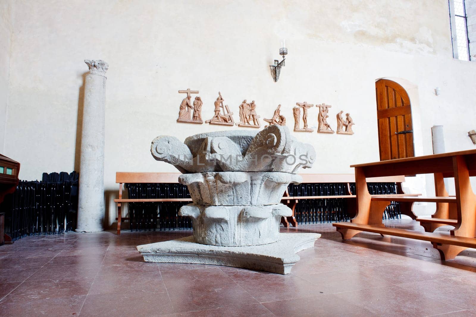 Interior of San Giovanni in Tuba church, San Giovanni di Duino - Italy