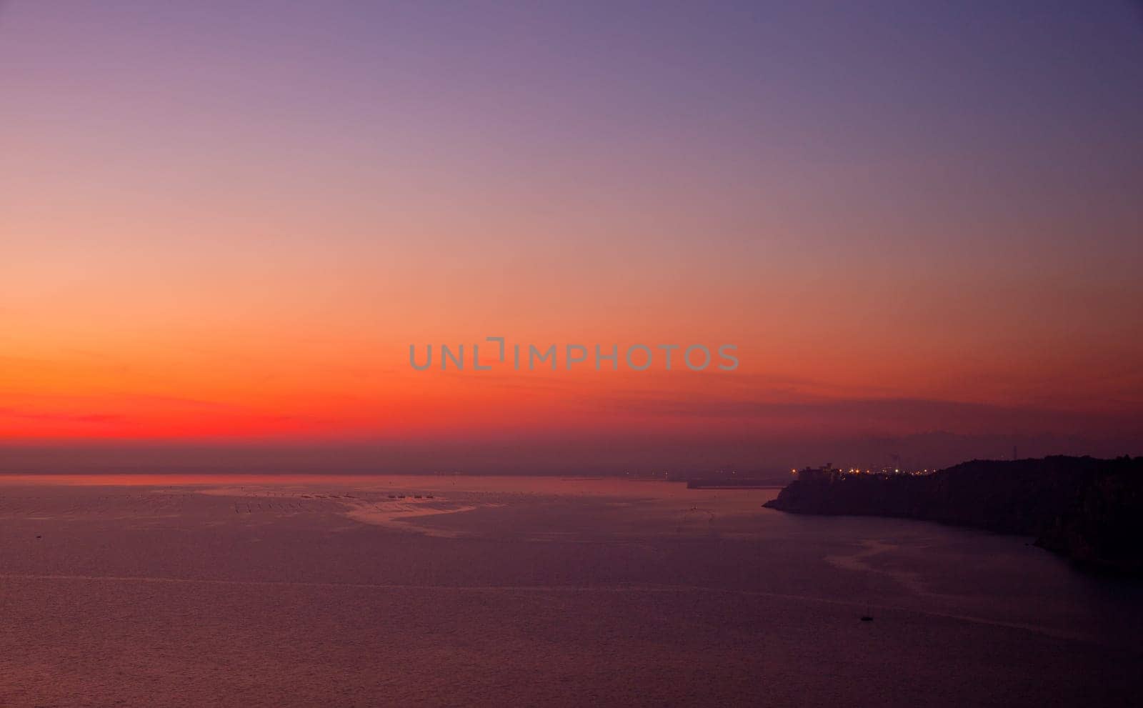 View of sunset in the Trieste sea