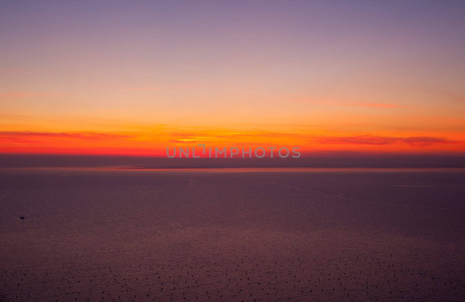View of sunset in the Trieste sea