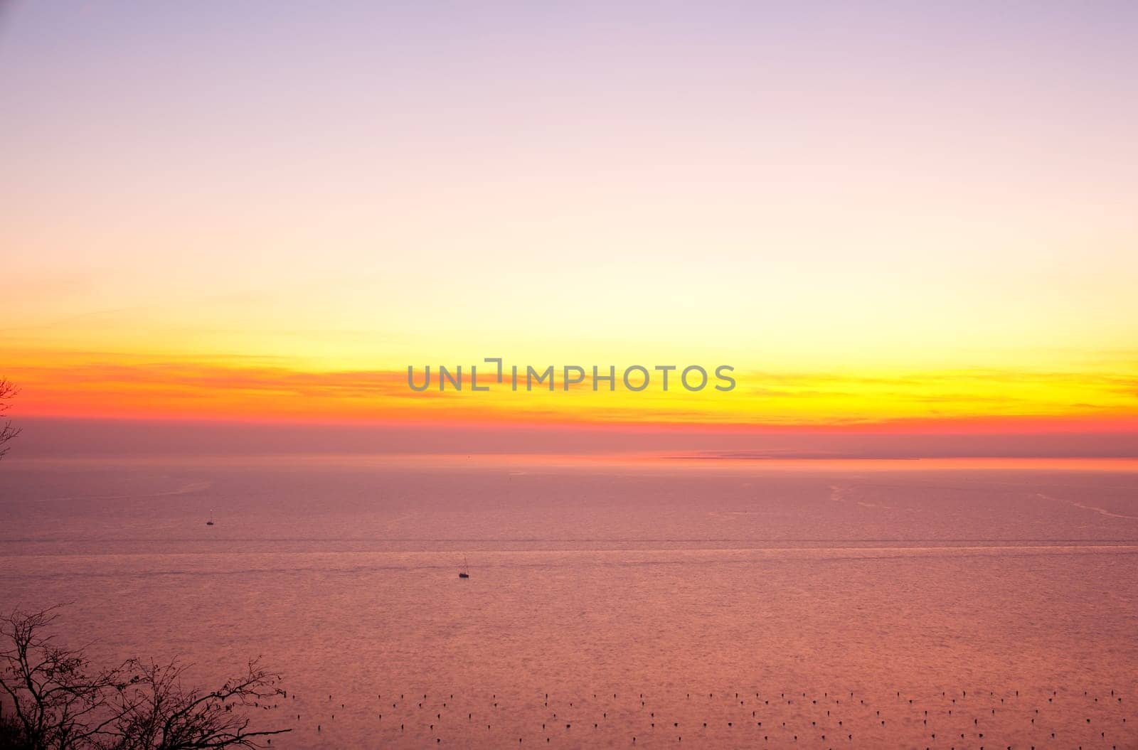 View of sunset in the Trieste sea