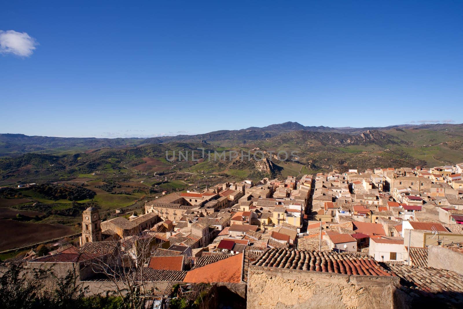 View of Leonforte and countryside, Sicily - Italy