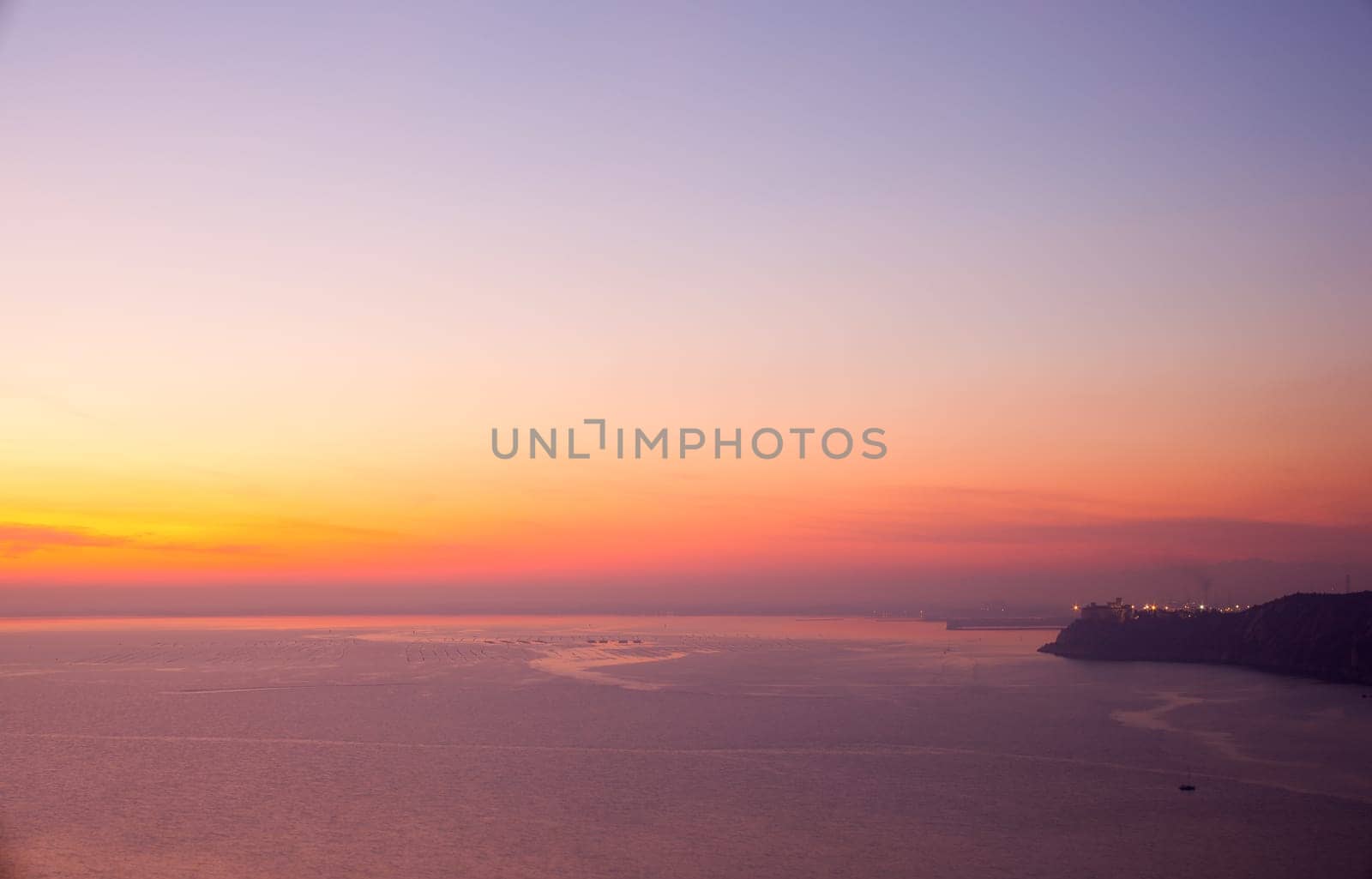 View of sunset in the Trieste sea