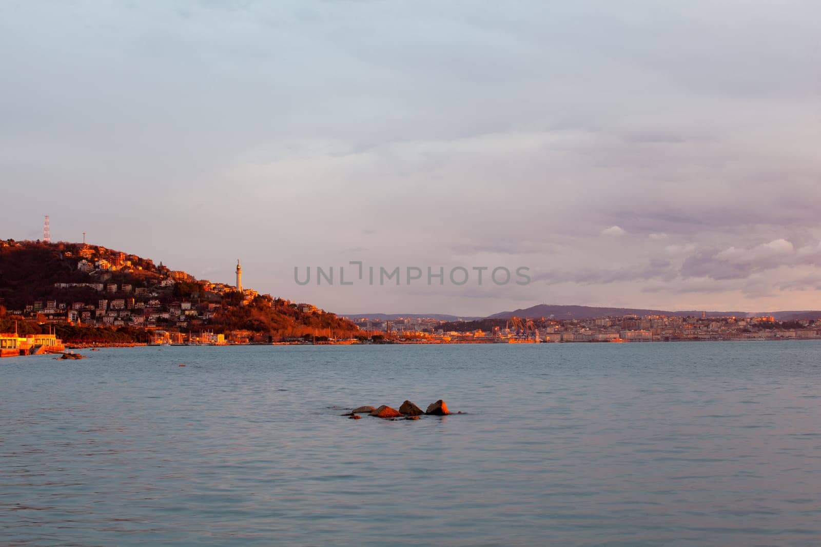 View of sunset in the Trieste sea