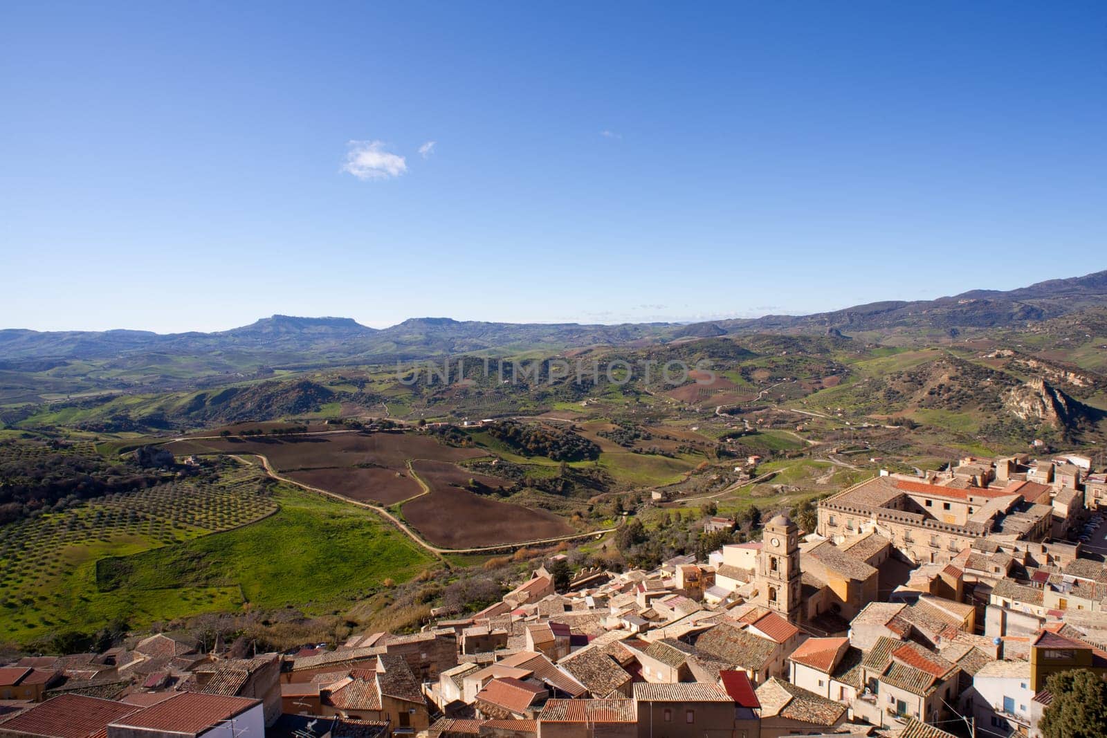 View of Leonforte and countryside, Sicily - Italy