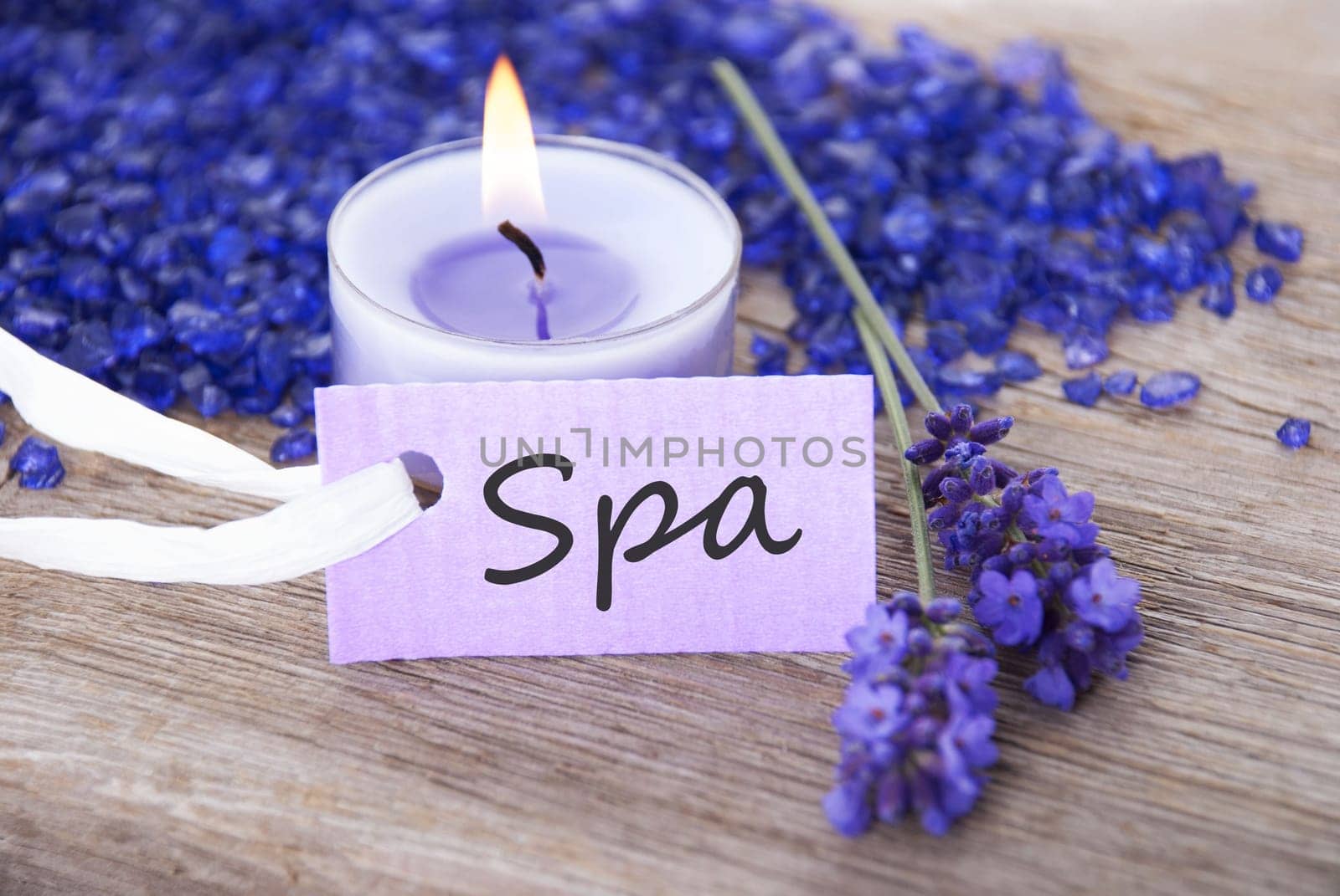 a label with spa on it and with spa background