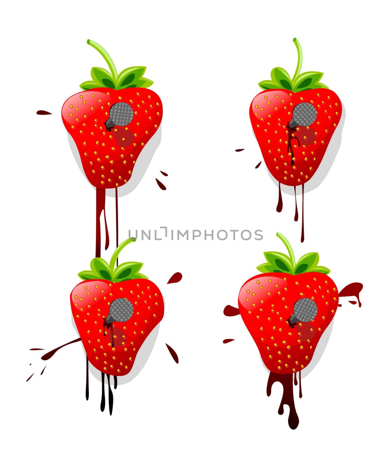 Four strawberries against white background
