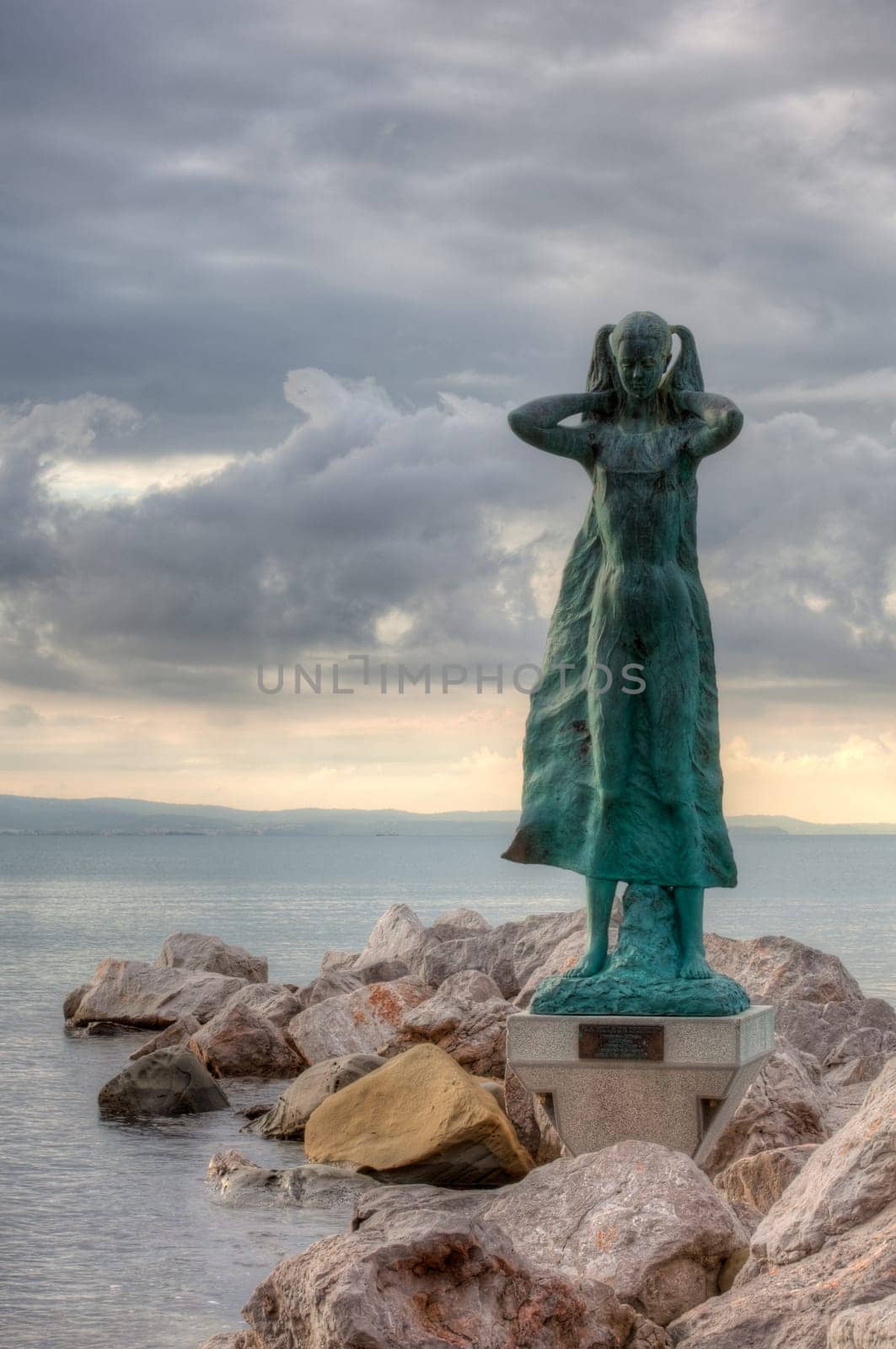 View of the "La mula de trieste"" - Statue on the sea - Italy"