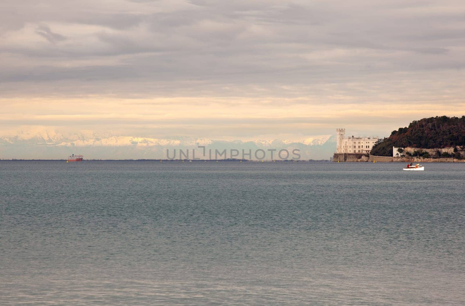 View of famous Miramare castle in Trieste - Italy