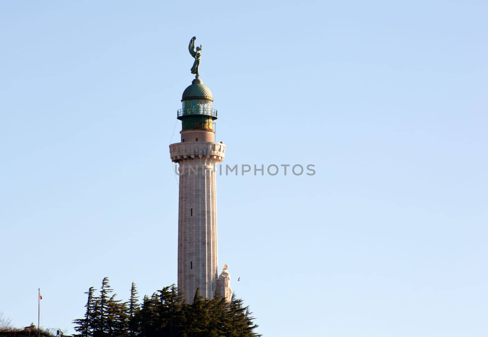 View of Lighthouse on the blue sky, Trieste - Italy