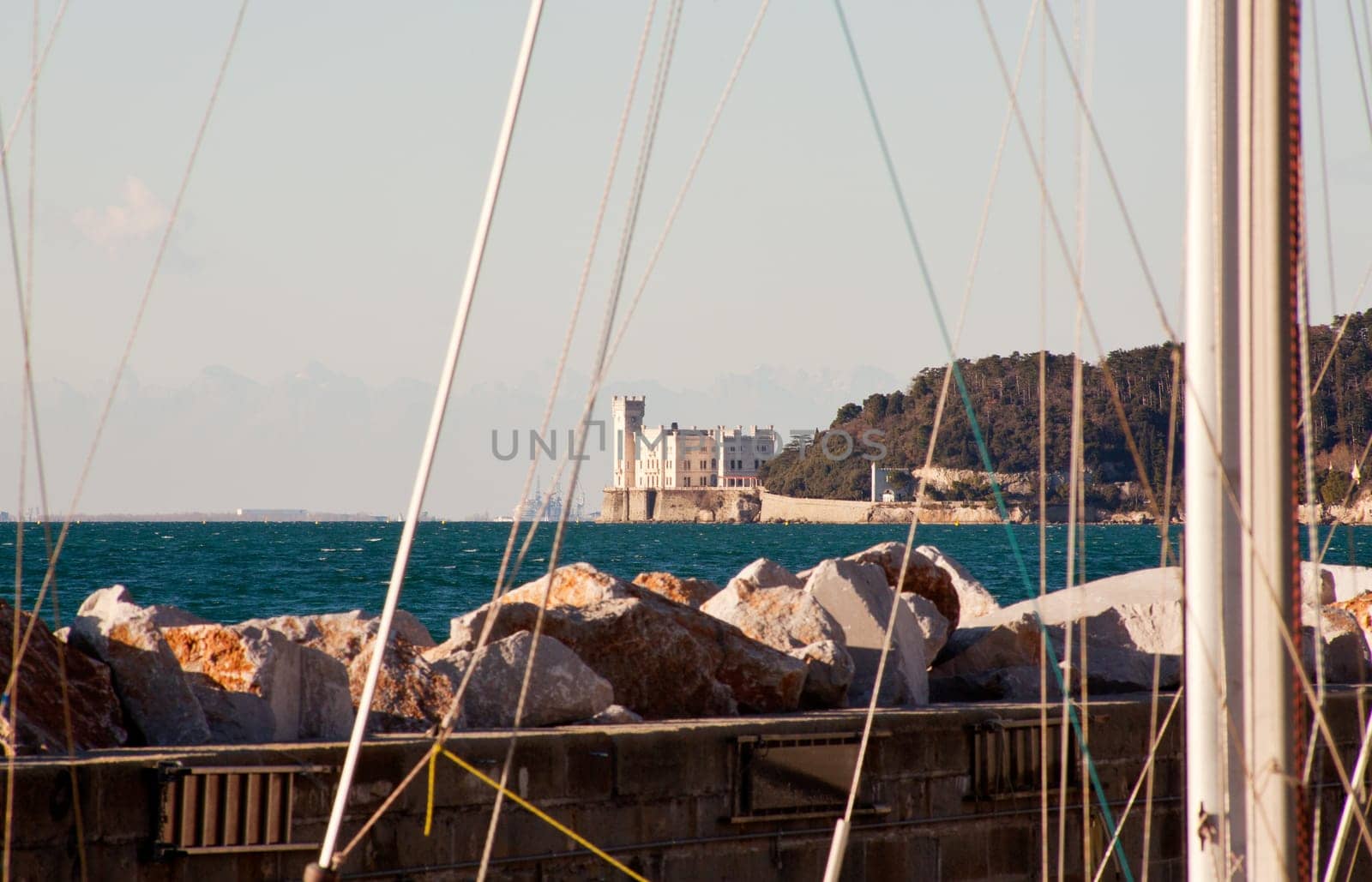 View of famous Miramare castle in Trieste - Italy