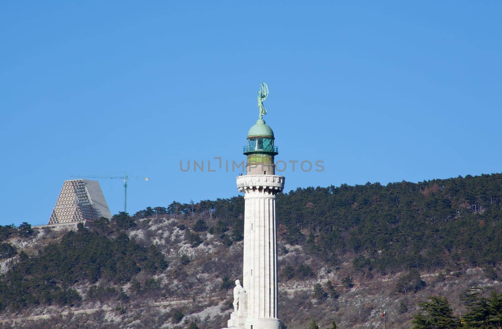 View of Lighthouse on the blue sky, Trieste - Italy