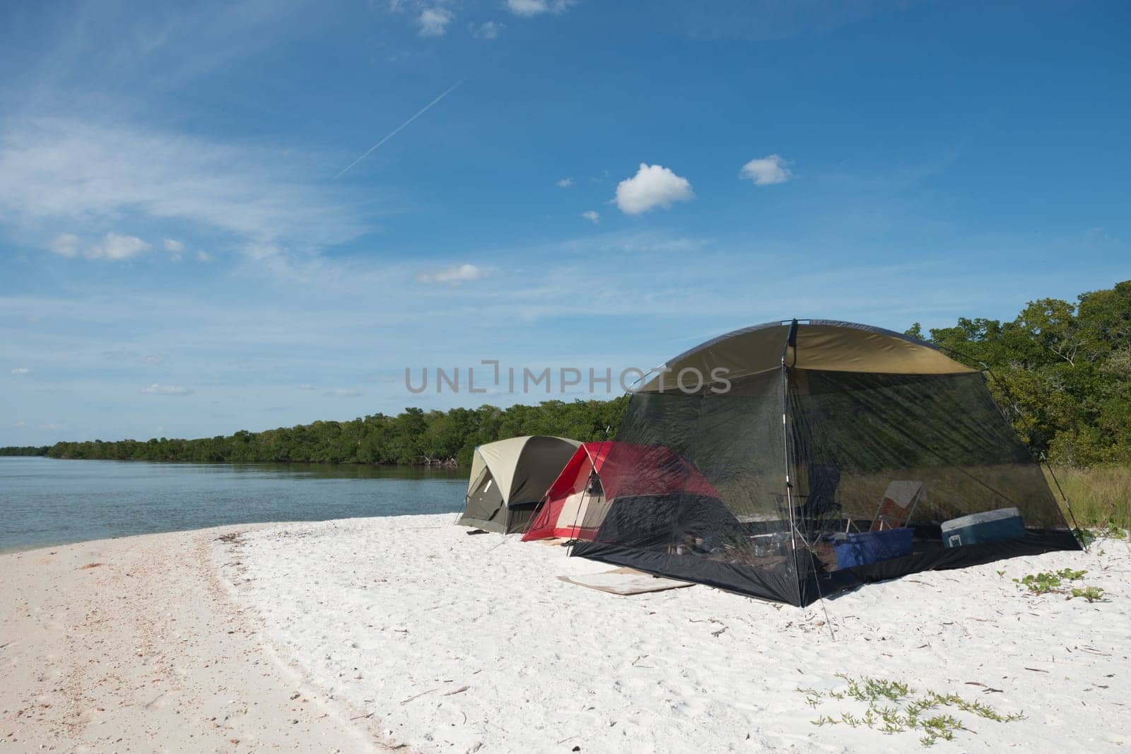 Camping in the Everglades with Blue Sky.