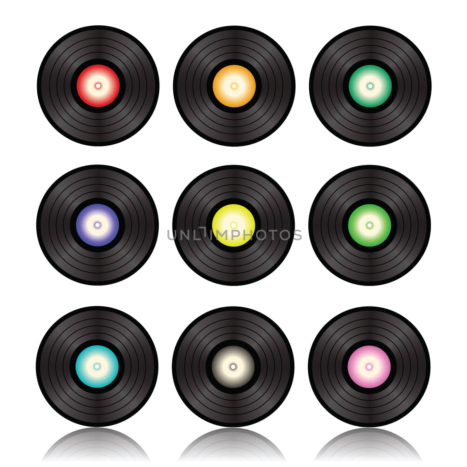 colorful illustration with vinyl records for your design