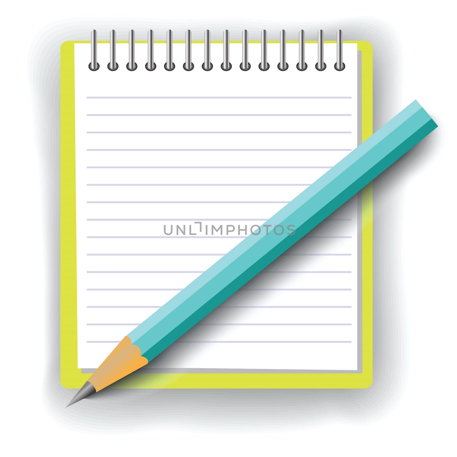 colorful illustration with notebook and pencil for your design