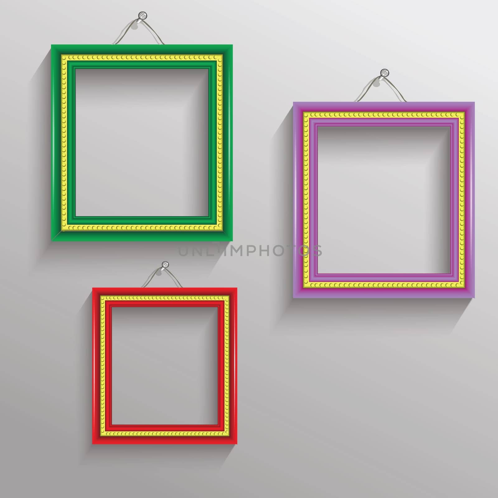colorful illustration with  photo frames for your design