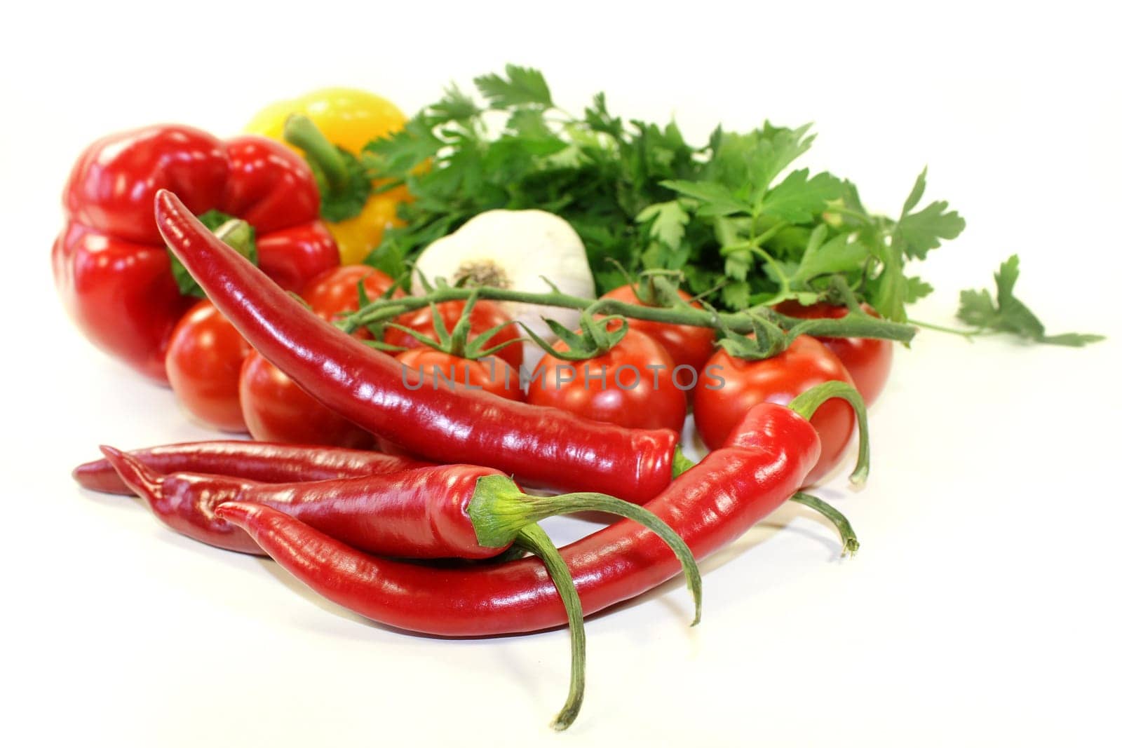 various vegetables against a white background