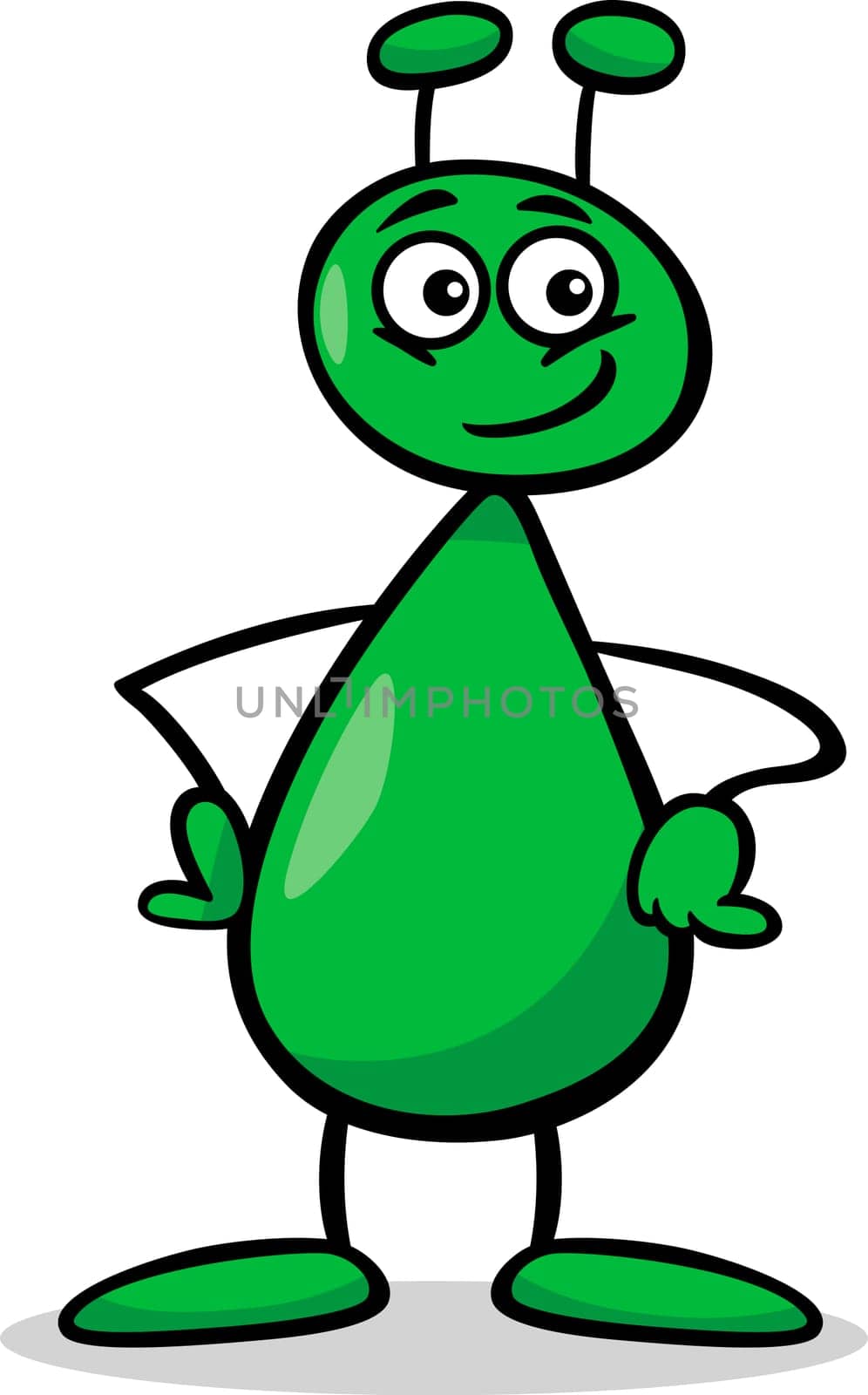 Cartoon Illustration of Funny Alien or Martian Comic Character