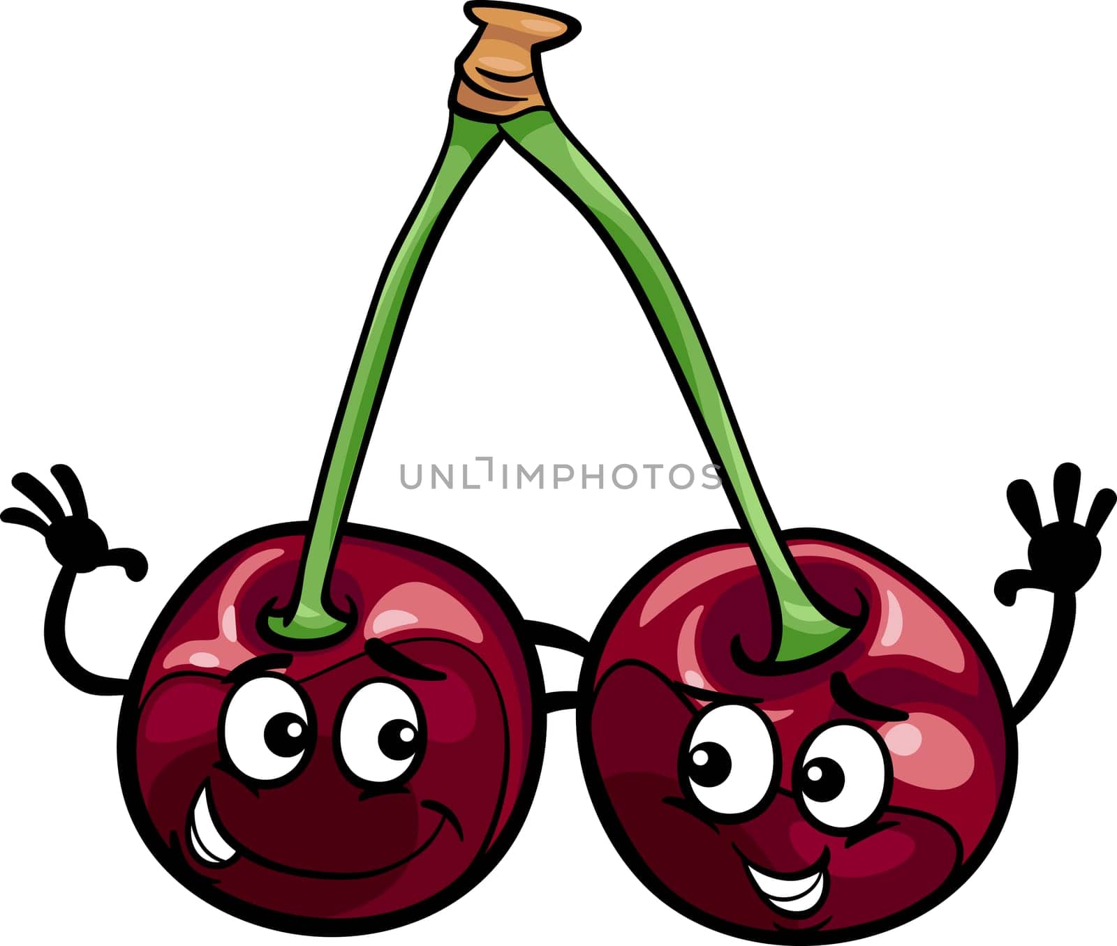 Cartoon Illustration of Funny Black Cherry Fruits Food Comic Character