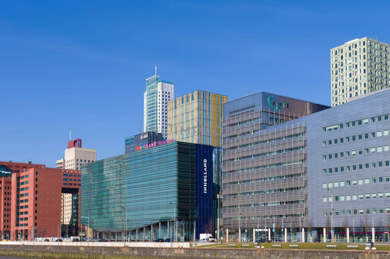 view on the Rotterdam business district