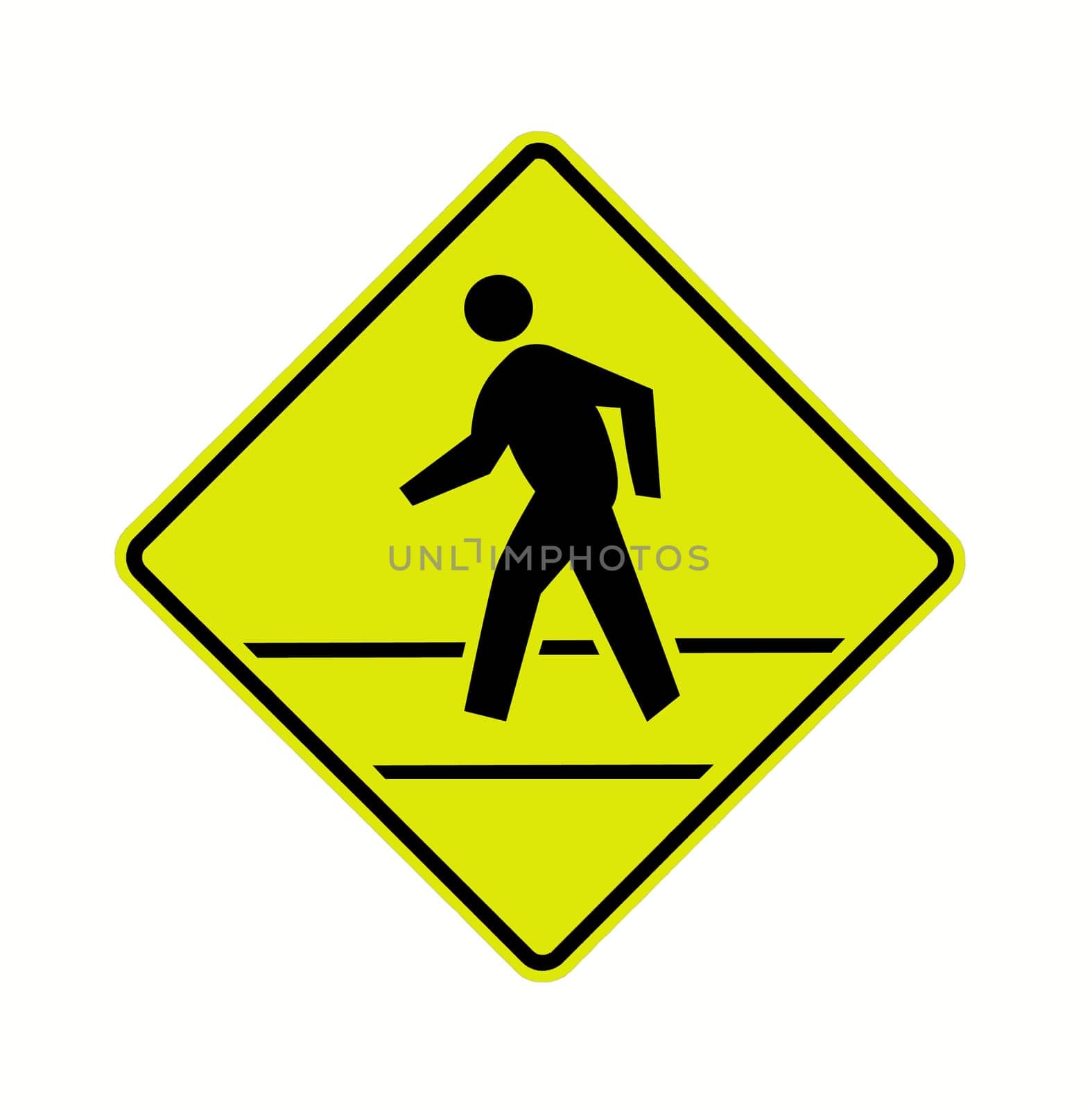road sign - crosswalk with lines fluorescent.