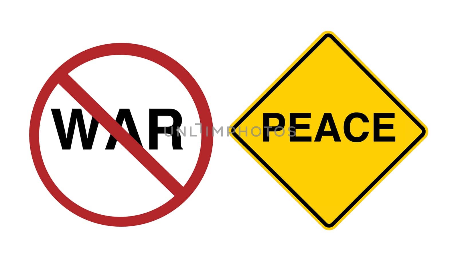 sign - stop war, peace ahead, two signs