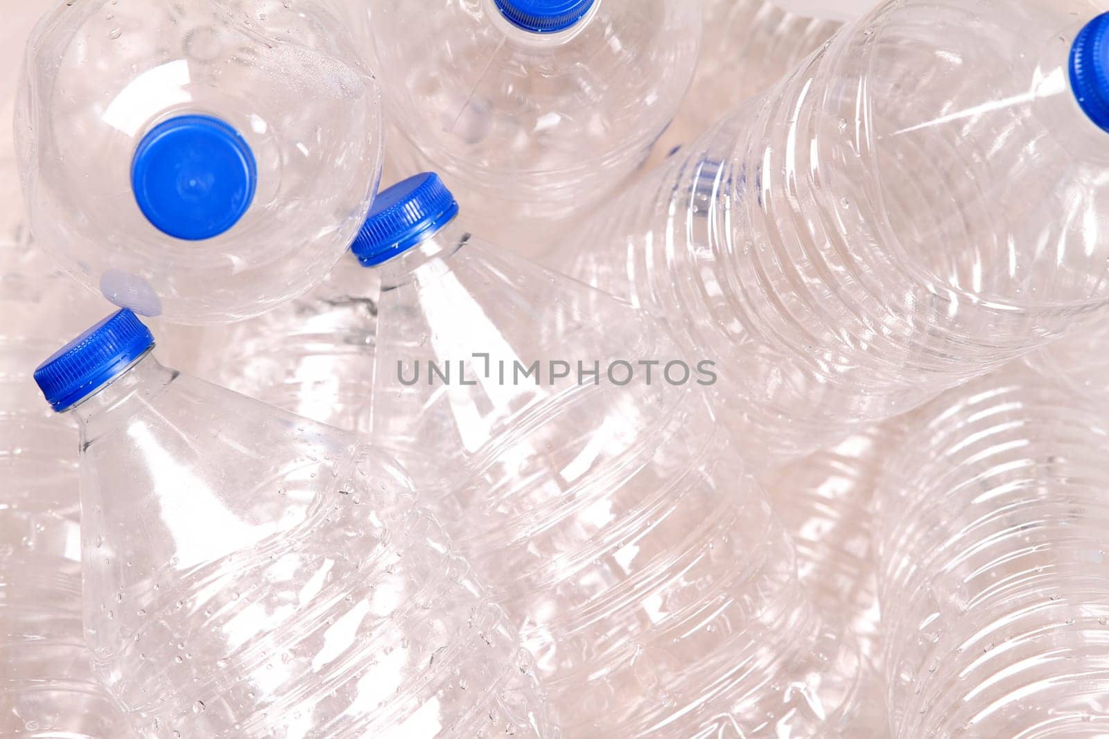 Bottles of water for recycling background.