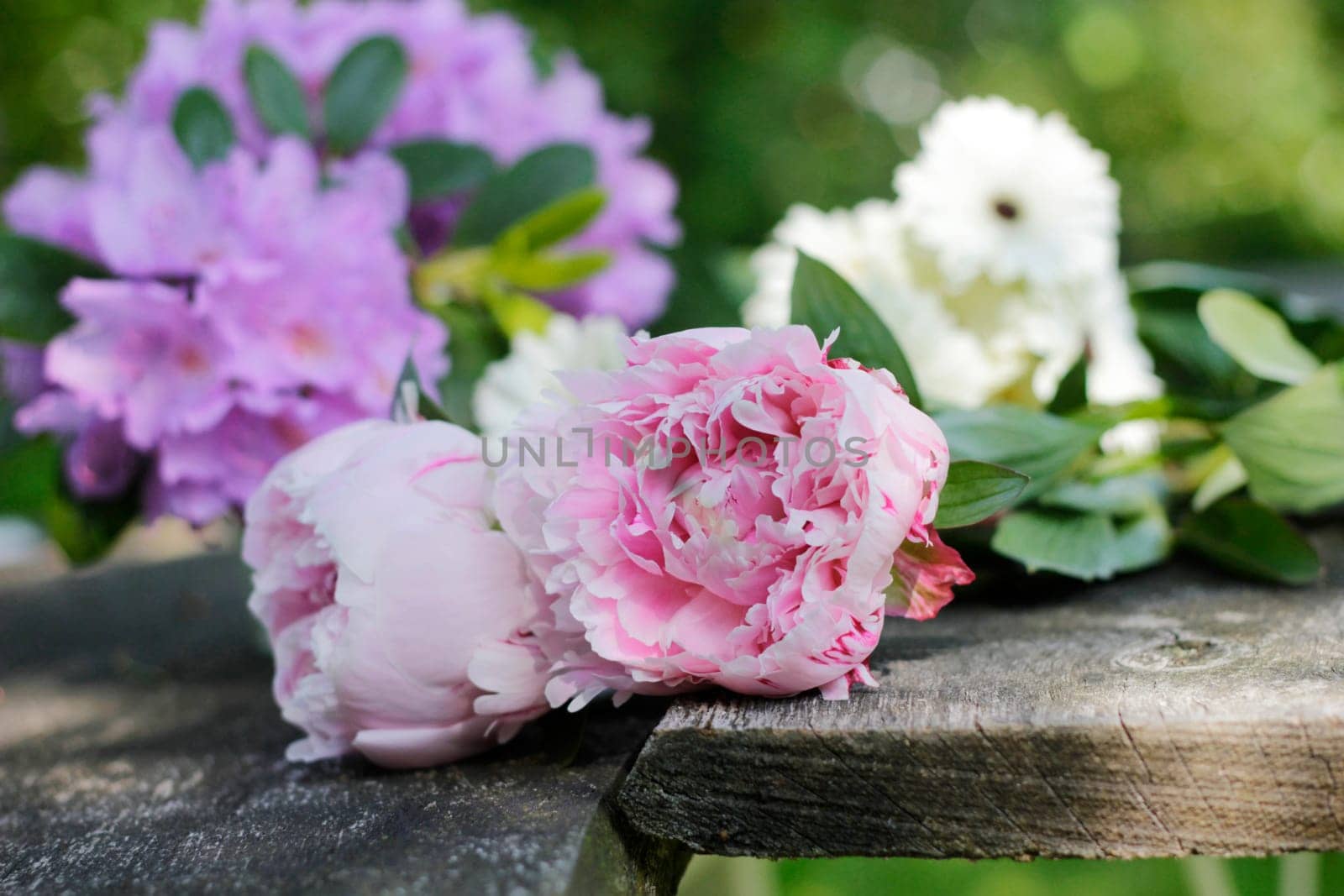 Arrangement of fresh garden flowers