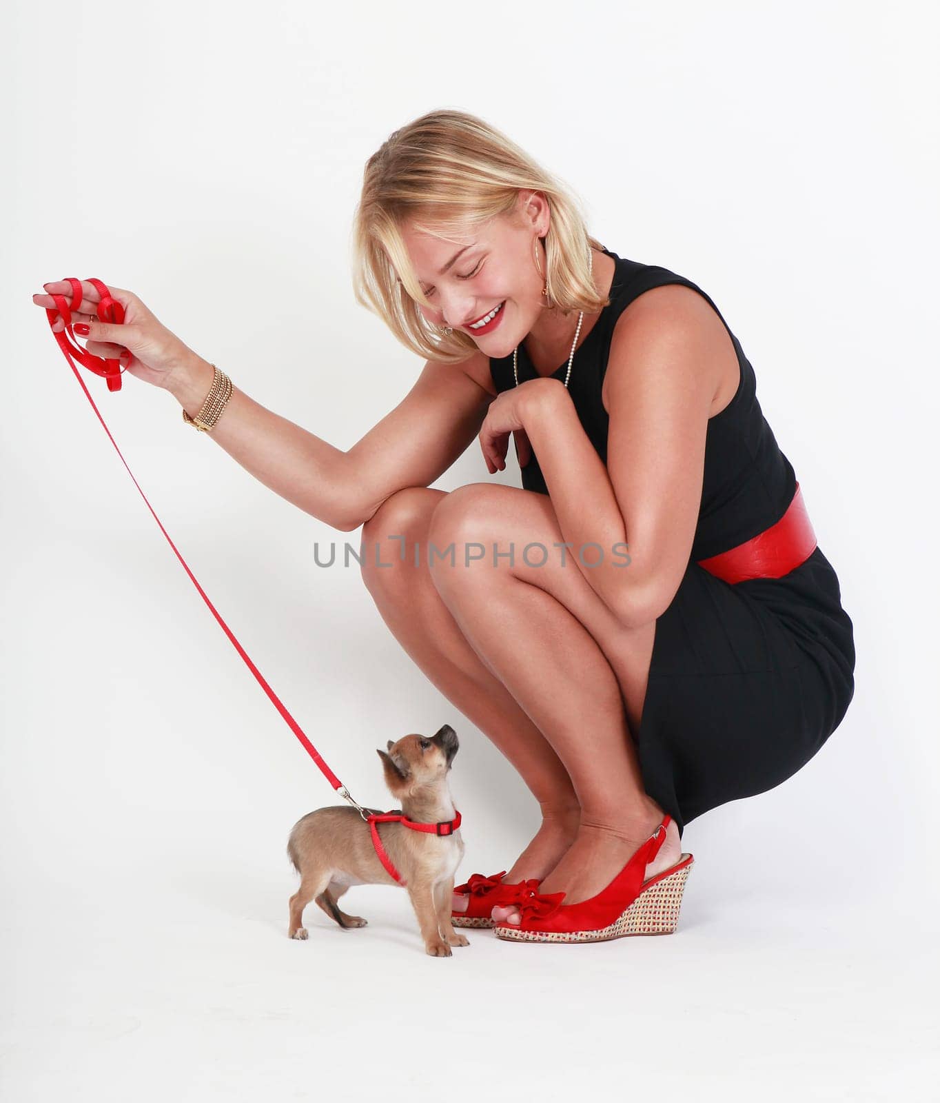 Woman and small dog
