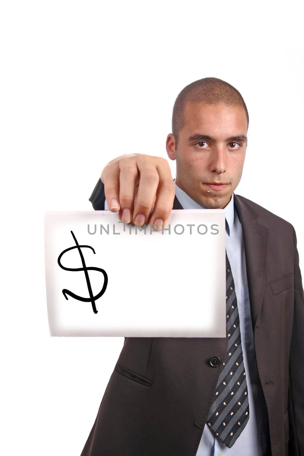 business man with a white card