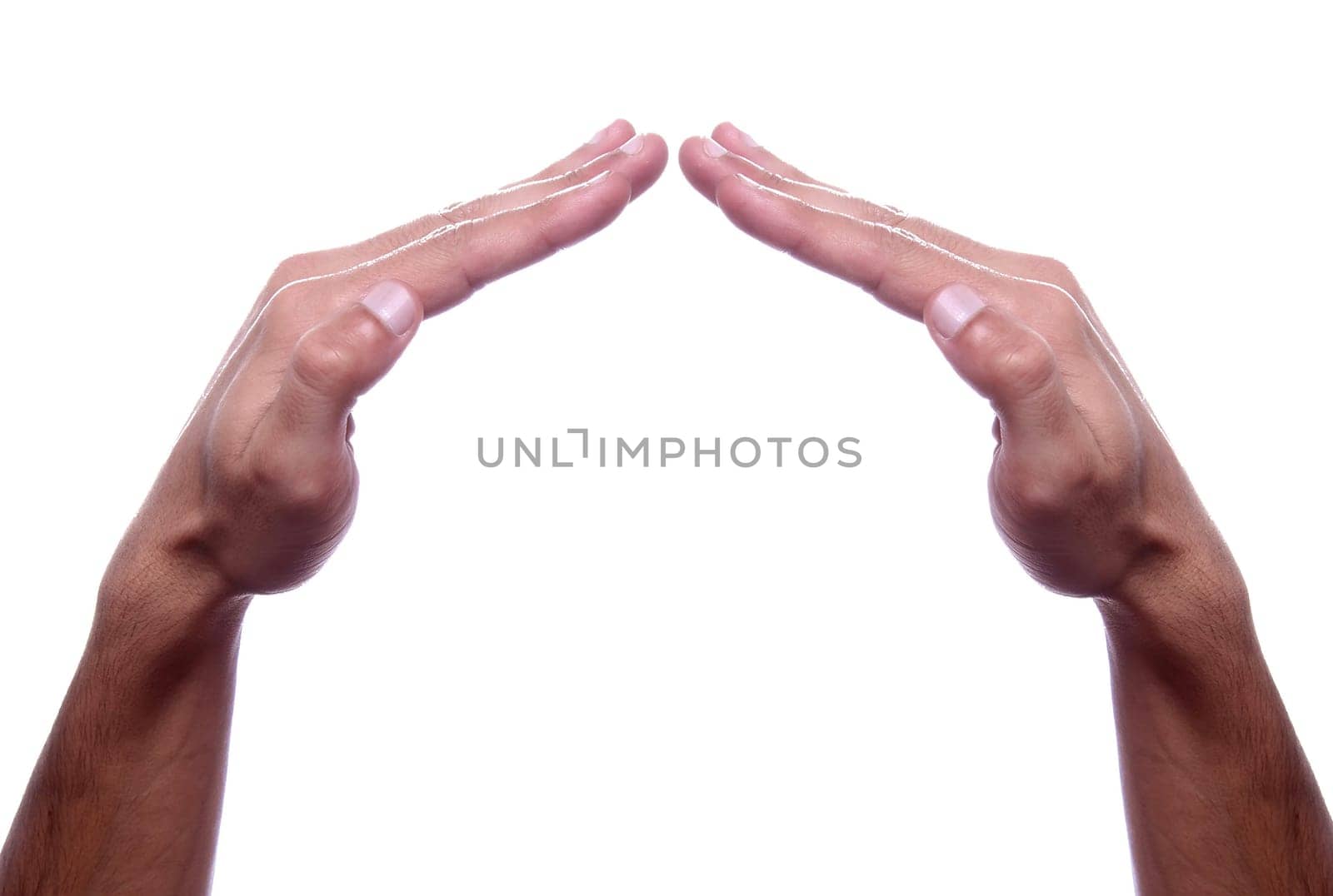 hand as if holding something - open space