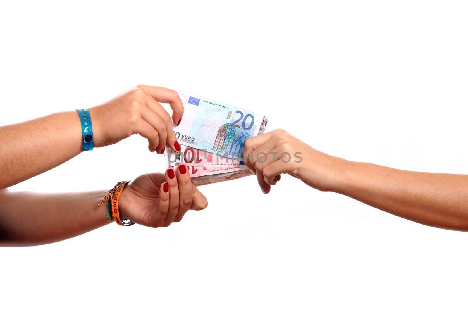 hands width cash on white