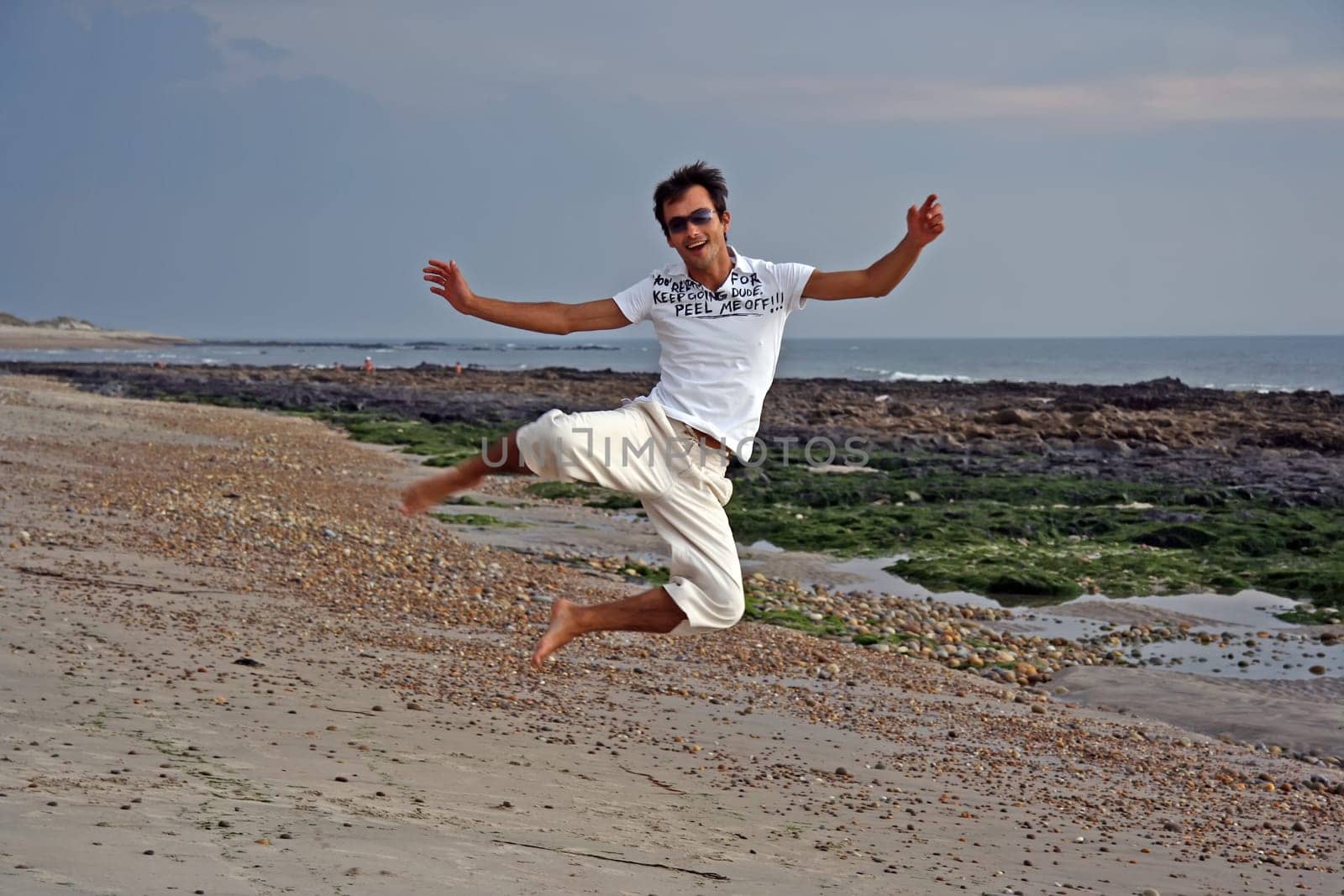 Big jump on the beach