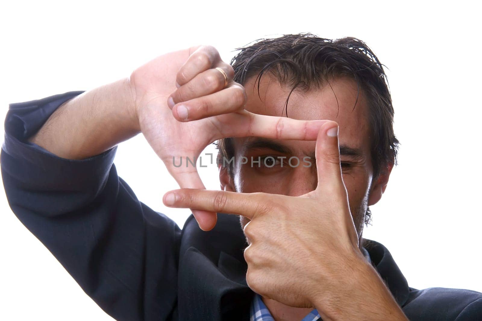 Young business men portrait on white
